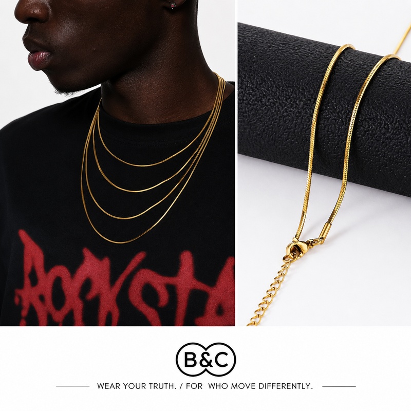 Men'S Accessories Chain - B&C 1.2mm Gold Color Stainless Steel