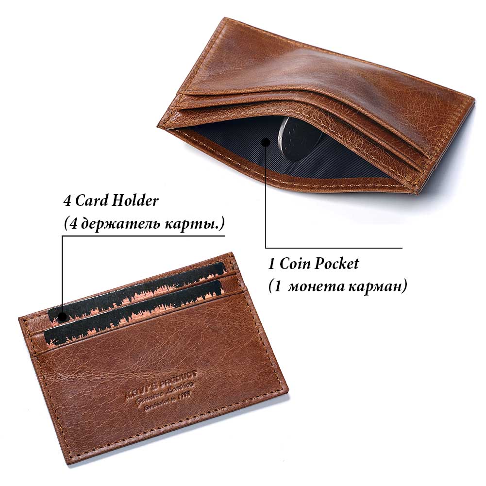 New Slim 100% Cowhide Leather  - Card Case Minimalist 评论和价格