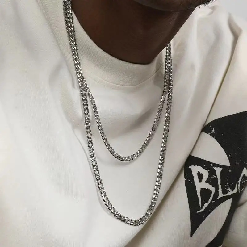 B&C Simple Titanium Cuban Chai - Men'S Accessories Chain 评论和价格