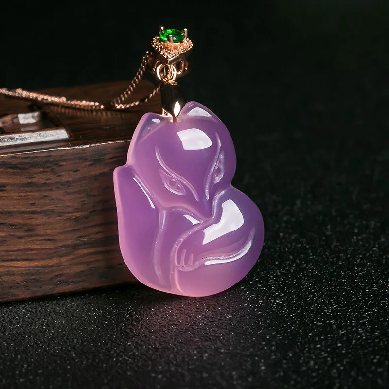 Natural Purple Agate Fox Penda - Men'S Accessories Chain 评论和价格