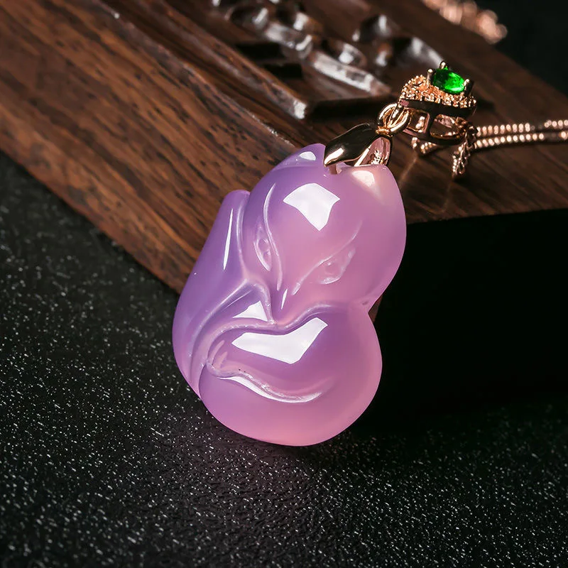 Natural Purple Agate Fox Penda - Men'S Accessories Chain 评论和价格