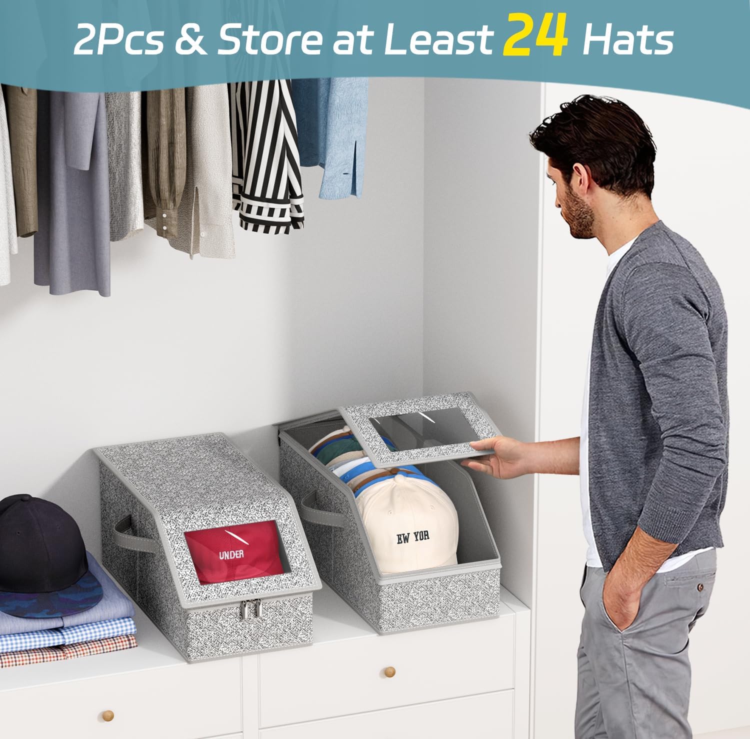 AOODA 2 PCS Stackable Hat Stor - Men'S Accessories Drawer Organizer 评论和价格